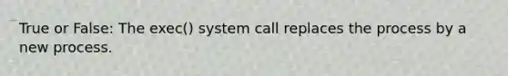 True or False: The exec() system call replaces the process by a new process.