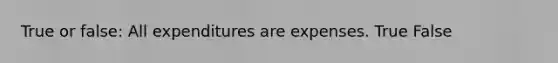 True or false: All expenditures are expenses. True False