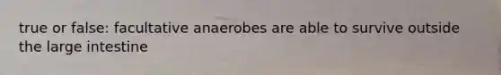 true or false: facultative anaerobes are able to survive outside the <a href='https://www.questionai.com/knowledge/kGQjby07OK-large-intestine' class='anchor-knowledge'>large intestine</a>