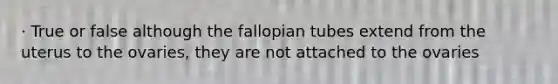 · True or false although the fallopian tubes extend from the uterus to the ovaries, they are not attached to the ovaries