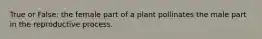 True or False: the female part of a plant pollinates the male part in the reproductive process.
