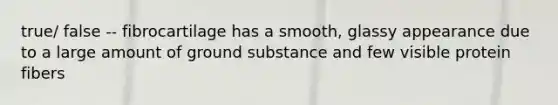 true/ false -- fibrocartilage has a smooth, glassy appearance due to a large amount of ground substance and few visible protein fibers