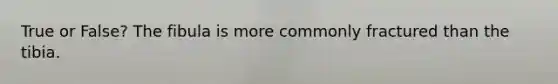 True or False? The fibula is more commonly fractured than the tibia.