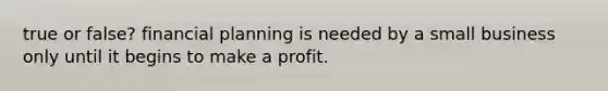 true or false? financial planning is needed by a small business only until it begins to make a profit.