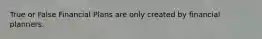 True or False Financial Plans are only created by financial planners.