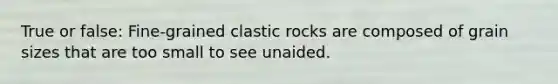 True or false: Fine-grained clastic rocks are composed of grain sizes that are too small to see unaided.