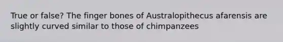 True or false? The finger bones of Australopithecus afarensis are slightly curved similar to those of chimpanzees