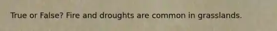 True or False? Fire and droughts are common in grasslands.