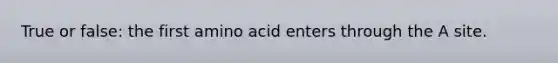 True or false: the first amino acid enters through the A site.