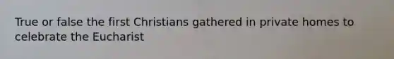 True or false the first Christians gathered in private homes to celebrate the Eucharist