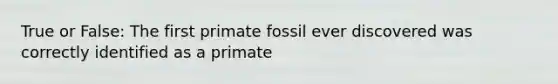 True or False: The first primate fossil ever discovered was correctly identified as a primate