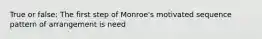 True or false: The first step of Monroe's motivated sequence pattern of arrangement is need