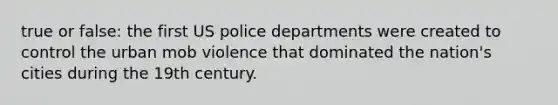 true or false: the first US police departments were created to control the urban mob violence that dominated the nation's cities during the 19th century.