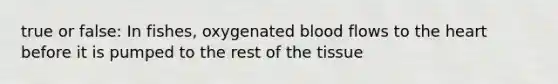 true or false: In fishes, oxygenated blood flows to the heart before it is pumped to the rest of the tissue