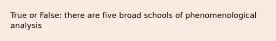 True or False: there are five broad schools of phenomenological analysis