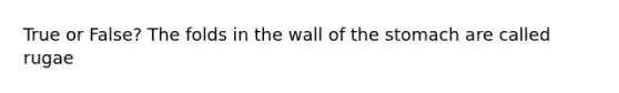 True or False? The folds in the wall of the stomach are called rugae