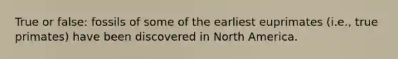 True or false: fossils of some of the earliest euprimates (i.e., true primates) have been discovered in North America.