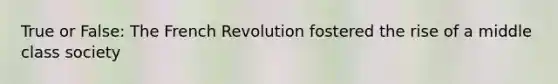 True or False: The French Revolution fostered the rise of a middle class society