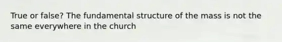 True or false? The fundamental structure of the mass is not the same everywhere in the church