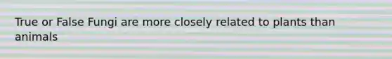 True or False Fungi are more closely related to plants than animals