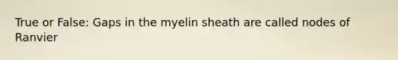 True or False: Gaps in the myelin sheath are called nodes of Ranvier