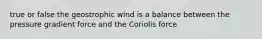 true or false the geostrophic wind is a balance between the pressure gradient force and the Coriolis force