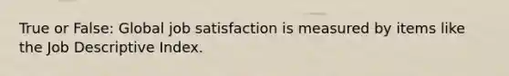 True or False: Global job satisfaction is measured by items like the Job Descriptive Index.
