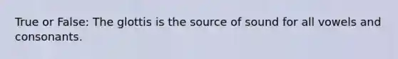 True or False: The glottis is the source of sound for all vowels and consonants.