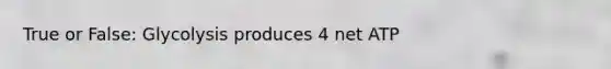 True or False: Glycolysis produces 4 net ATP