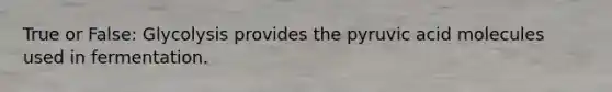 True or False: Glycolysis provides the pyruvic acid molecules used in fermentation.