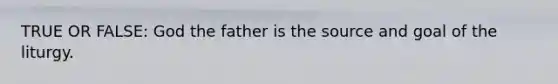 TRUE OR FALSE: God the father is the source and goal of the liturgy.