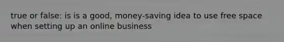 true or false: is is a good, money-saving idea to use free space when setting up an online business