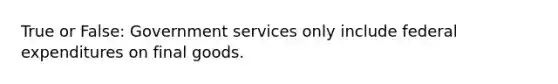 True or False: Government services only include federal expenditures on final goods.