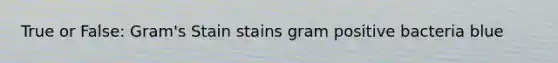 True or False: Gram's Stain stains gram positive bacteria blue