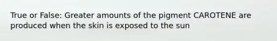 True or False: Greater amounts of the pigment CAROTENE are produced when the skin is exposed to the sun