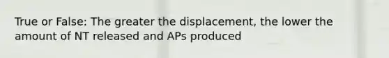 True or False: The greater the displacement, the lower the amount of NT released and APs produced