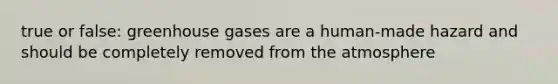 true or false: greenhouse gases are a human-made hazard and should be completely removed from the atmosphere