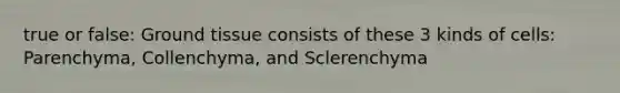 true or false: Ground tissue consists of these 3 kinds of cells: Parenchyma, Collenchyma, and Sclerenchyma