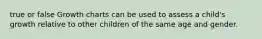 true or false Growth charts can be used to assess a child's growth relative to other children of the same age and gender.