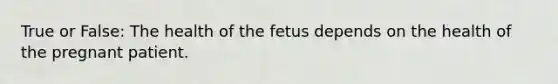 True or False: The health of the fetus depends on the health of the pregnant patient.