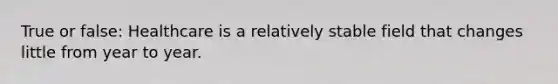 True or false: Healthcare is a relatively stable field that changes little from year to year.