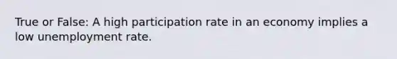 True or False: A high participation rate in an economy implies a low unemployment rate.