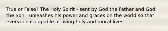 True or False? The Holy Spirit - sent by God the Father and God the Son - unleashes his power and graces on the world so that everyone is capable of living holy and moral lives.