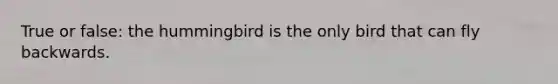 True or false: the hummingbird is the only bird that can fly backwards.