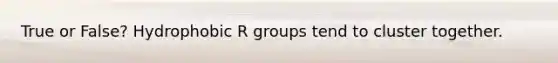 True or False? Hydrophobic R groups tend to cluster together.