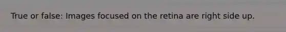 True or false: Images focused on the retina are right side up.