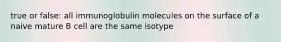 true or false: all immunoglobulin molecules on the surface of a naive mature B cell are the same isotype