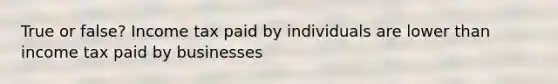 True or false? Income tax paid by individuals are lower than income tax paid by businesses