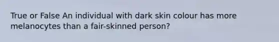 True or False An individual with dark skin colour has more melanocytes than a fair-skinned person?