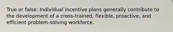 True or false: Individual incentive plans generally contribute to the development of a cross-trained, flexible, proactive, and efficient problem-solving workforce.